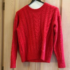 LOFT Cable-Knit Crewneck Sweater - Red